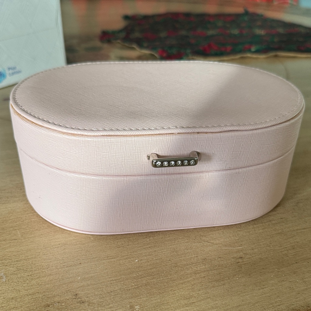 Cupcakes & Cashmere Light Pink Oval-Shaped Jewelry Box W/ Silver Rhinestones